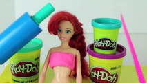 Barbie Play Doh Dress Makeover for Frozen Elsa & Little Mermaid Ariel   Playdough Surprise