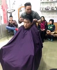 chinese boy hair cutting to be continued sleeping