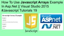 How to use javascript arrays example in asp.net || visual studio 2015 #javascript tutorials 19
