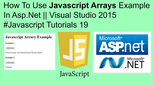 How to use javascript arrays example in asp.net || visual studio 2015 #javascript tutorials 19
