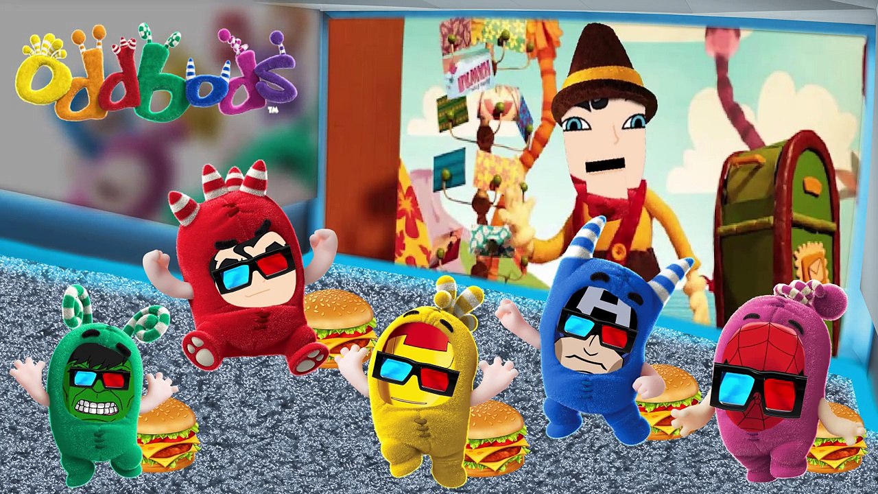 Oddbods and Marvel Superheroes in Cinema Finger Family by Kids AM