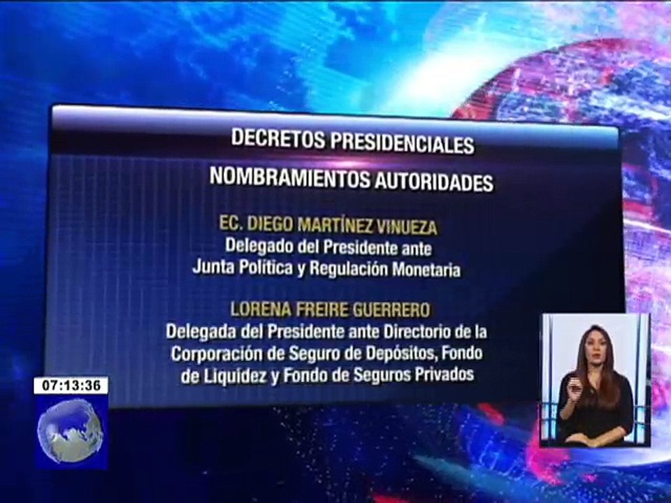 Presidente Moreno confirmó a sus delegados en entidades estatales económicas financieras