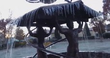 Icicles Form on Statue as Winter Rolls Into Northern Tablelands