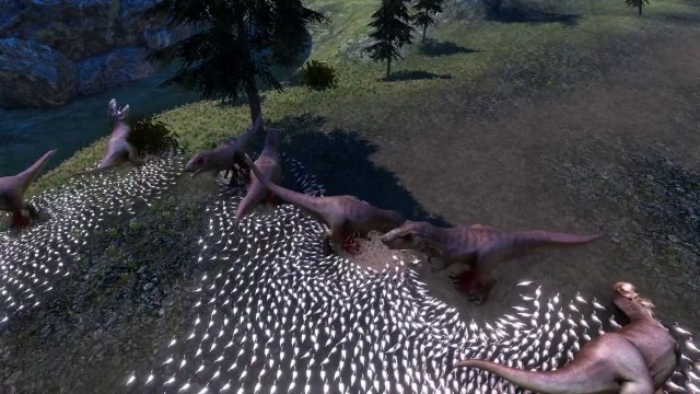 10000 poulets contre 20 tyrannosaure rex !! Qui gagne ?