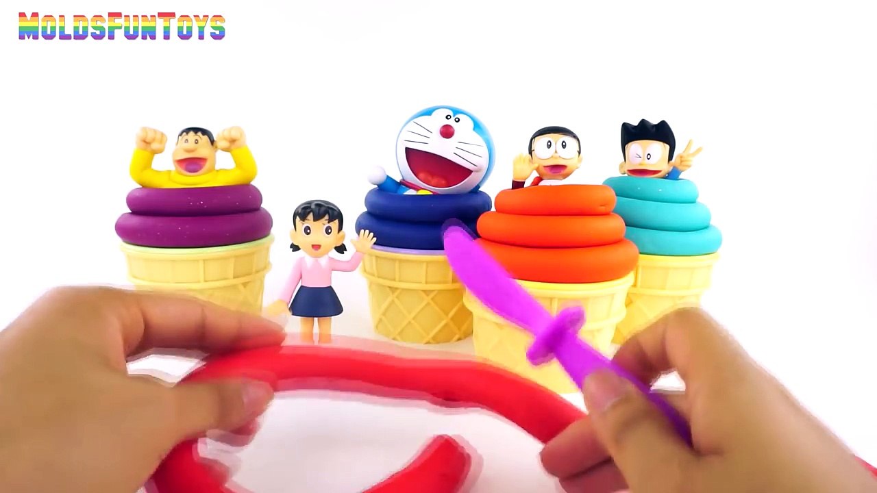 Learn Colors Doraemon Play Doh Ice Cream Cupcakes For Kids - Learn Colors Nursery Rhymes