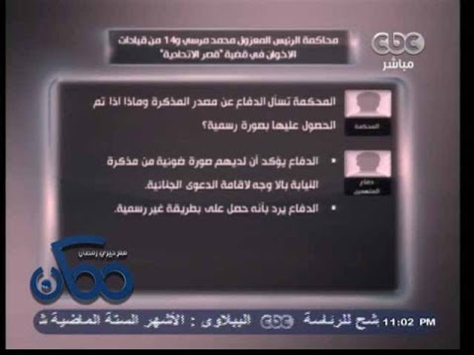 #ممكن | جلسة محاكمة مرسي و14 من قيادات الإخوان في قضية "قصر الإتحادية"