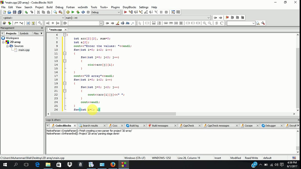 C++ Program to print 2D array and print the sum of 2D array and the sum conver into 1D array.