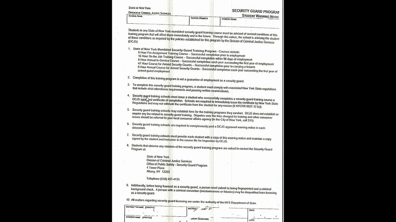 Security guard rules and regulation
