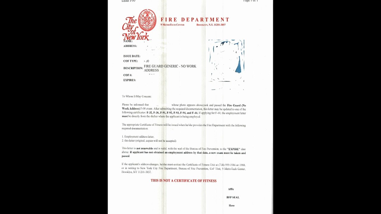 What a  fire guard license looks like