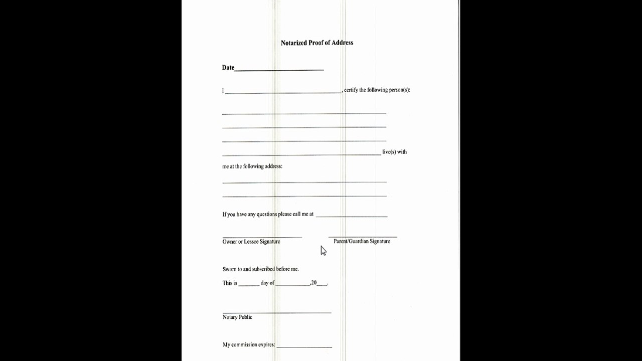 Notarized proof of address
