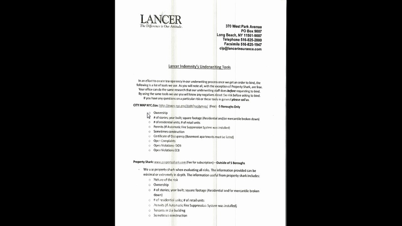 Lancer underwriter tolls