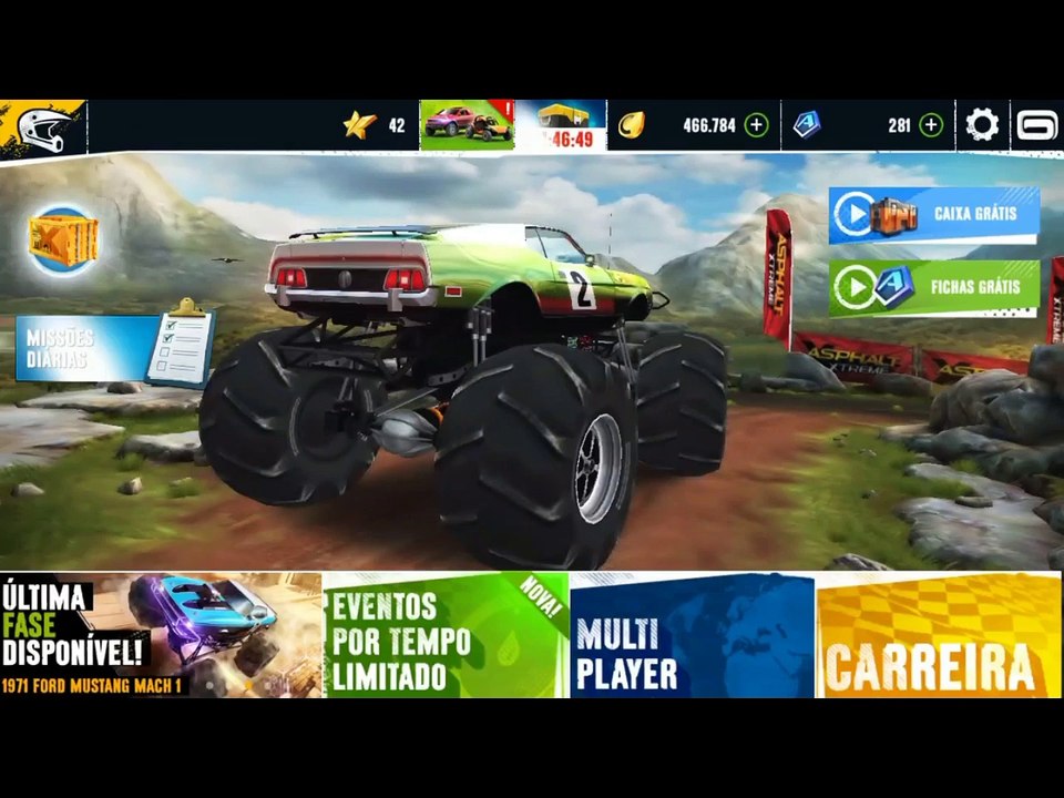 Asphalt extreme!! teste driver com monster truck ford mustang