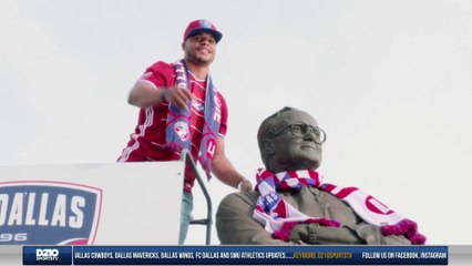 Dak Prescott Honorary Scarfer To The Lamar Hunt Statue For FC Dallas
