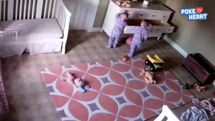 Boy Rescues Twin Brother from Fallen Drawer Video 2017