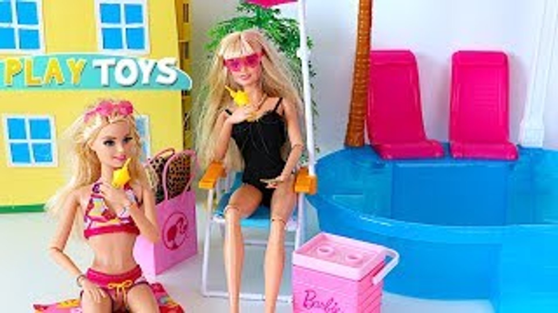 barbie doll in swimming pool