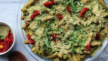 The BEST Vegan Creamy Pesto Pasta Bake (Gluten Oil Nut Free!)