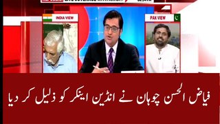 A heated debate ensues between Indian anchor and Fayyaz-ul-Hassan chohan