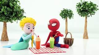 JOKER VS SPIDERMAN & SPIDERBABIES  Superhero Pranks Frozen Elsa Cartoon Play Doh Stop Motion