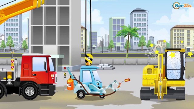 JCB Video for children JCB Excavator and Truck w Crane Educational Diggers Trucks Cartoon for Kids