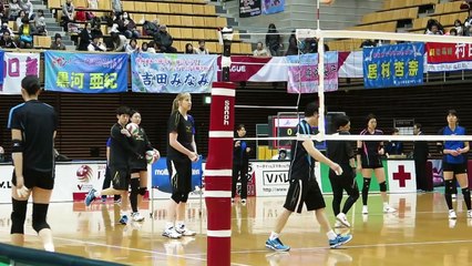 久光製薬スプリングス　石井優希　新鍋理沙　岩坂名奈　試合前練習 2015.02.15