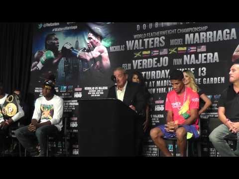 Walters vs Marriaga Press Conference - esnews boxing bob arum on stage