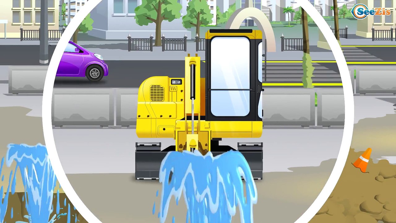The Red Bulldozer and The Excavator - Real Children Video - World of Cars for Kids
