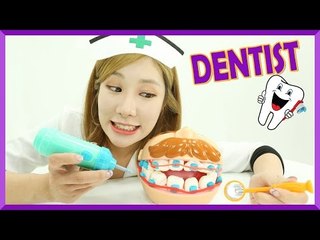 Julie playing Dentist with Play Doh Doctor Drill ‘N Fill Playset!! | CarrieAndEnglish