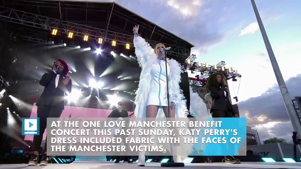 Katy Perry wears pictures of victims' faces at concert