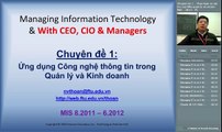 Chuyên đề 1- Vai trò của nhà Quản lý và MIS (Phần 1) - PGS, TS Nguyễn Văn Thoan