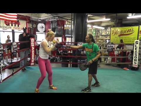 Heather Hardy shadow boxing at gleasons