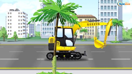 Cartoon for Kids - The Tractor with The Giant Excavator - Construction Trucks New Video for children