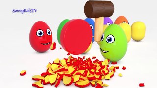 Learn colors Learn shapes Surprise eggs and Hammer 3D Cartoons for children Video for kids