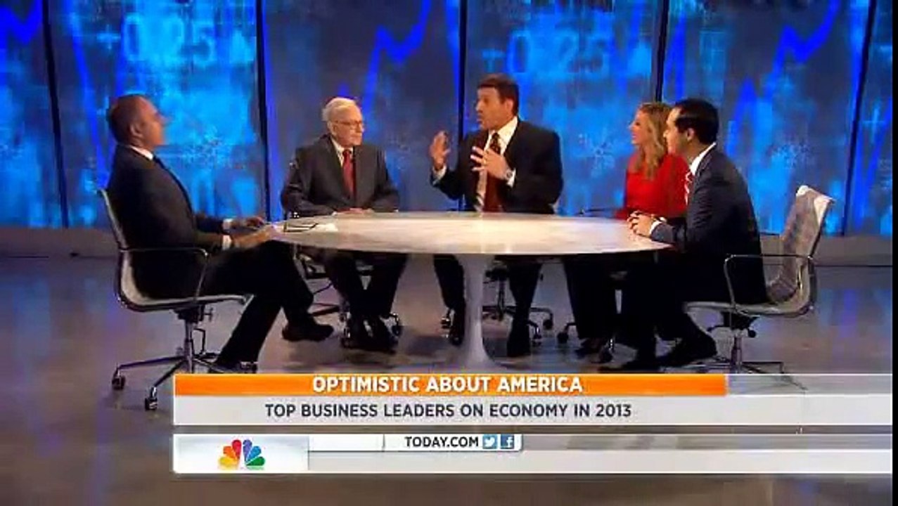 Tony Robbins, Warren Buffett, and Sara Blakely on The Today Show discussing the economy