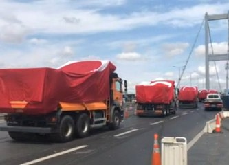 Kamyonlar 15 Temmuz Şehitler Köprüsü'nden Geçti