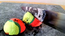 EXPERIMENT Glowing 1000 degree KNIFE VS Car Toy, KNIFE VS Tennis ball, KNIFE VS Tomato