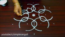 Flower muggulu designs with 7 to 4 dots __ latest flower kolam designs __ easy rangoli art designs
