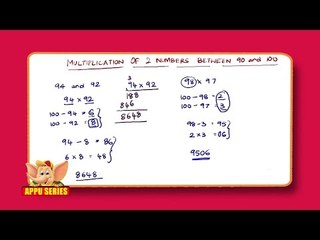 How to quickly multiply numbers between 90 &100 - Math Trick