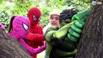 Spiderman & Frozen Elsa & Pink Spidergirl & Hulk Superheroes GROUP GAMES in Real Life