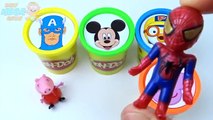 Сups Stacking Toys Play Doh Clay Peppa Pig Spiderman Mickey Mouse,Goofy LEARN COLORS