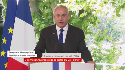 B. Nétanyahou commence son discours en français