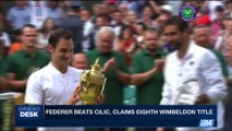 i24NEWS DESK | Federer beats Cilic, claims eighth wimbeldon title | Sunday, July 16th 2017