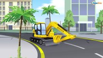 Kids Cartoon Red Bulldozer Digging with Excavator | Construction Trucks Cartoons for children