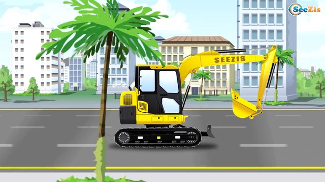 Cartoon for Kids - The Tractor with The Giant Excavator - Construction Trucks New Video for children
