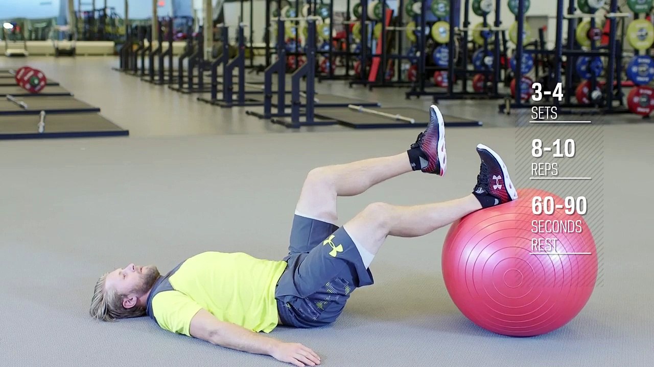 39.#ChekAdvice- Ski Training - Single Leg Swiss Ball Hip Lift & Curl