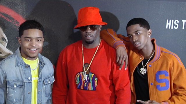 Sean Combs with Christian and Justin Combs Chris Brown Welcome to my Life Premiere