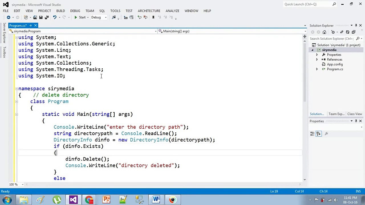 csharp program _ delete directory - sirykt ✓