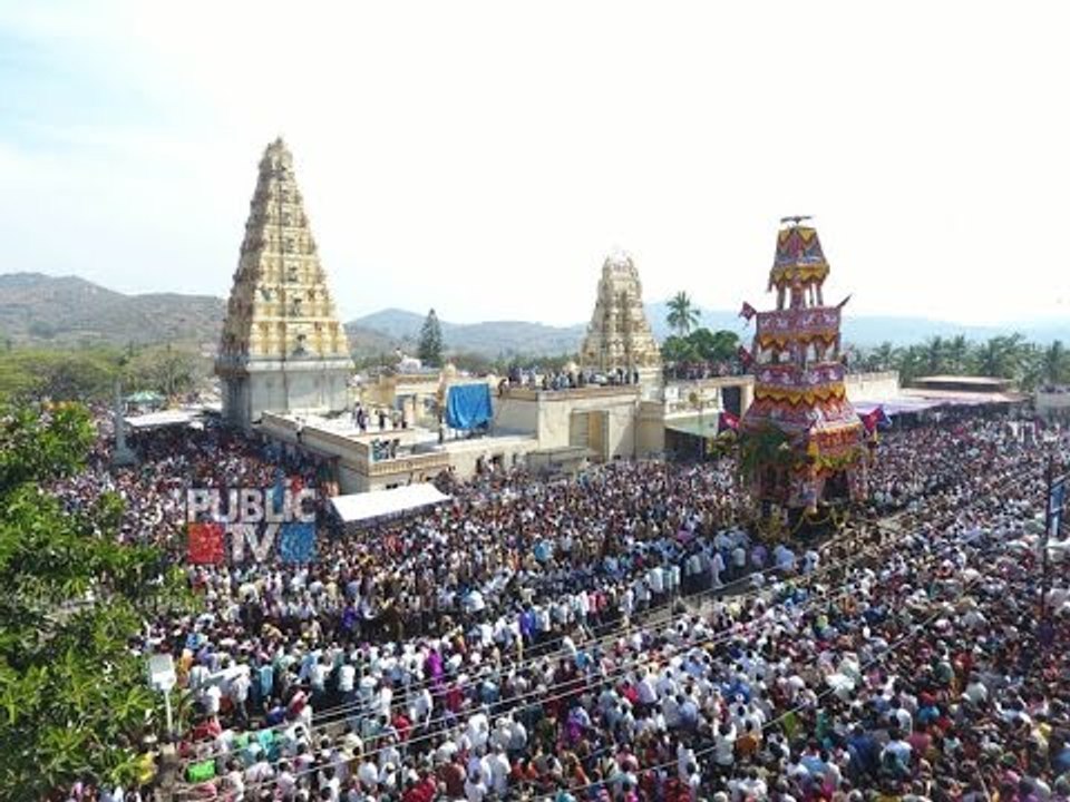 Drone captures Male Mahadeshwara Temple car festival, Chamrajnagar
