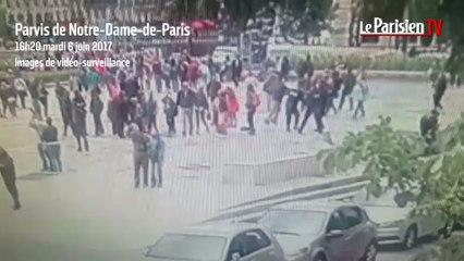Les images de l'attaque du policier à Notre-Dame-de-Paris