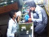 CCTV footage of a robbery at a mobile shop in Quaidabad.