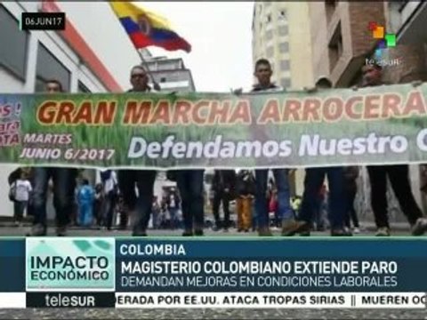 Maestros colombianos extienden paro ante falta de respuesta del gob.